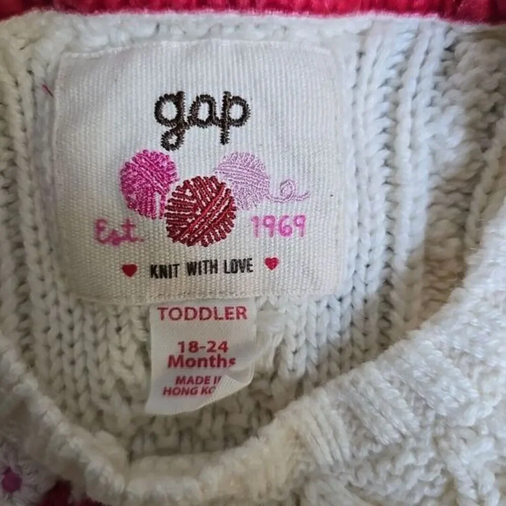 Gap Sweater Vest Toddler Girls 18-24 Cream Floral Cable Knit‎ Cozy Warm Holiday
